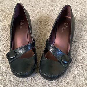 Black Leather Mary Jane Heel